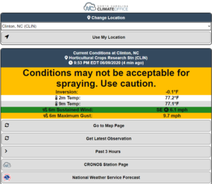 Cover photo for Spray Conditions Tool for NC ECONet is Live (Cahoon and Everman)