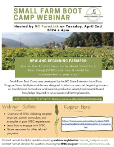 Event flyer for Small Farm Bootcamp