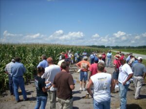 Individuals attending an Extension field day event.